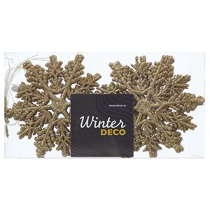 Елочные игрушки Снежинка - Golden Snow Symphony 10 см, 12 шт, пластик