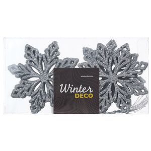 Елочные игрушки Снежинка - Silver Celebration 10 см, 12 шт, пластик