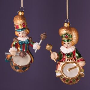 Стеклянные елочные игрушки Дуэт Барабанщиков - Circus Roncalli 10 см, 2 шт, стекло