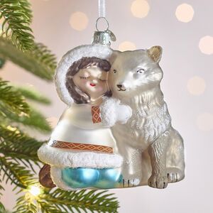 Елочная игрушка Девочка с Другом - Arctic Tale 12 см в подарочной коробке, стекло