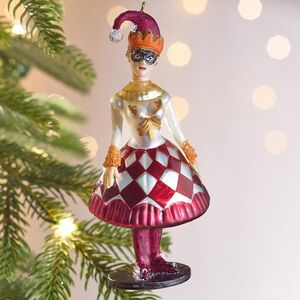 Елочная игрушка Клоунесса - Комедия Искусства 14 см в подарочной коробке, стекло