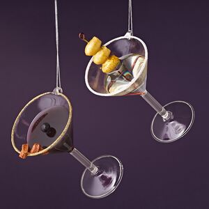 Набор стеклянных елочных игрушек Коктейль - Martini Bianco 11 см, 2 шт