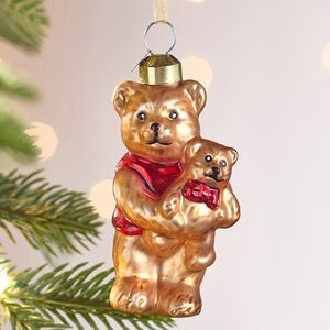 Елочная игрушка Мишка Балу с Медвежонком 8 см в подарочной коробке, стекло