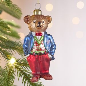Елочная игрушка Мистер Медведь 12 см, стекло