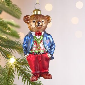 Елочная игрушка Мистер Медведь 12 см в подарочной коробке, стекло