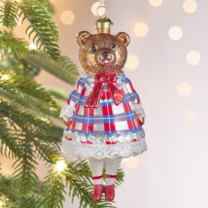 Елочная игрушка Миссис Медведица 16 см, стекло