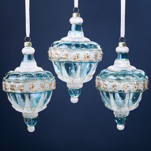 Елочные игрушки Geronimo: Небесная Глазурь 15 см, 3 шт, стекло