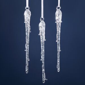 Елочные игрушки Сосульки Ледяной Лес 19 см, 3 шт, стекло