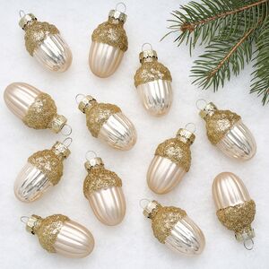 Елочные игрушки Желуди 4 см шампань, 12 шт, стекло