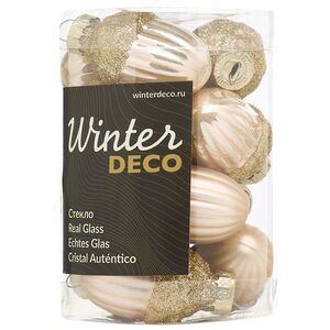 Елочные игрушки Желуди 4 см золотые, 12 шт, стекло
