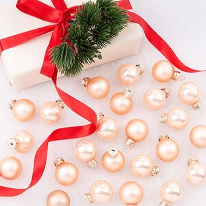 Елочные шары 2.5 см персиковый mix, 24 шт, стекло