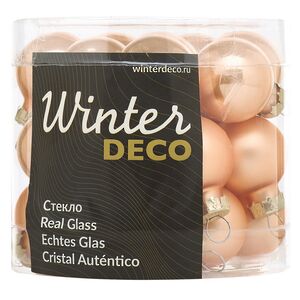 Елочные шары 2.5 см персиковый mix, 24 шт, стекло