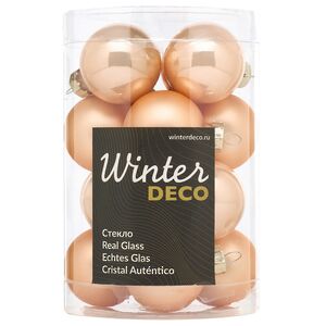 Елочные шары 3.5 см персиковый mix, 16 шт, стекло Winter Deco фото 2