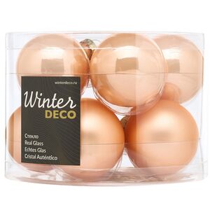 Елочные шары 6 см персиковый mix, 10 шт, стекло