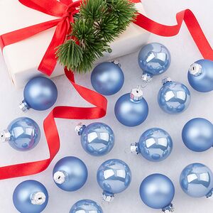 Елочные шары 3.5 см sky blue mix, 16 шт, стекло