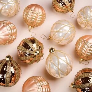 Елочные шары Delizia - Peach Dessert 10 см, 12 шт, стекло