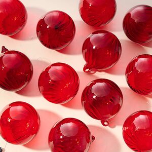 Елочные шары Fiume-Veneto: Christmas Red 8 см, 12 шт, стекло