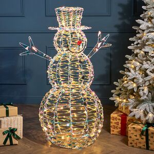 Светящийся Снеговик Феликс в цилиндре 122 см, 100 теплых белых LED ламп, IP44