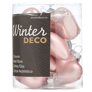 Елочные игрушки Сердце Монплезира 4.5 см розовый бутон mix, 12 шт, стекло Winter Deco фото 3