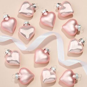 Елочные игрушки Сердце Монплезира 4.5 см розовый бутон mix, 12 шт, стекло Winter Deco фото 1