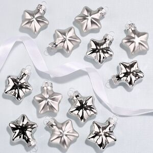 Набор стеклянных елочных игрушек Звезды 4.5 см серебряный mix, 12 шт