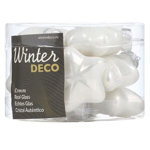 Стеклянные елочные игрушки Звезды 4.5 см белый микс, 12 шт Winter Deco фото 3
