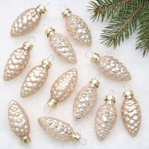 Набор стеклянных елочных игрушек Шишки 6 см перламутровый mix, 12 шт