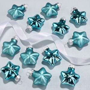 Набор стеклянных елочных игрушек Звезды 4.5 см бирюзовый mix, 12 шт