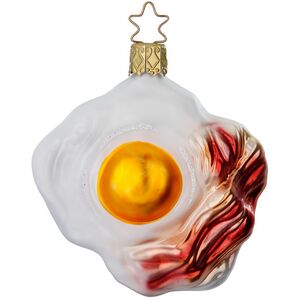 Стеклянная елочная игрушка Яичница с беконом 8 см Inge Glas фото 1
