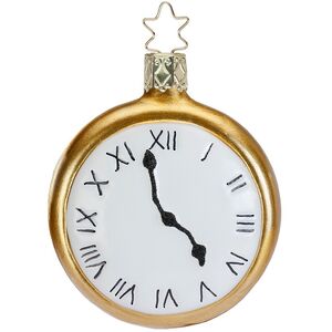 Стеклянная елочная игрушка Часы Портье 8 см Inge Glas фото 1