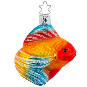Стеклянная елочная игрушка Золотая Рыбка 8 см, подвеска