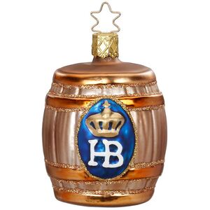 Елочная игрушка Бочонок пива 8 см, стекло
