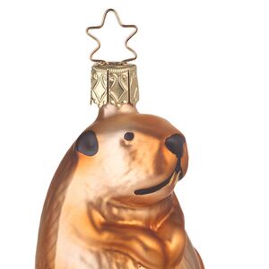 Стеклянная елочная игрушка Бобр Платон 9 см Inge Glas фото 2