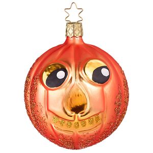Стеклянная елочная игрушка Тыква Джек 9 см