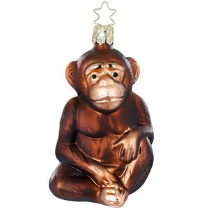 Стеклянная елочная игрушка Обезьянка Марвин 10 см Inge Glas фото 1