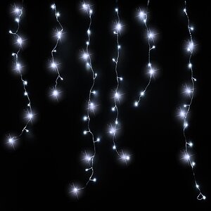 Светодиодная бахрома Роса 2.3*0.8 м, 192 холодных белых MINILED ламп, серебряная проволока Edelman фото 1