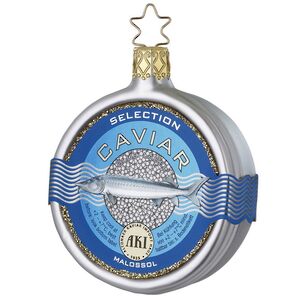 Стеклянная елочная игрушка Баночка Черной Икры - Sacrofano 8 см, голубая Inge Glas фото 1