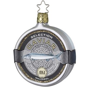 Стеклянная елочная игрушка Баночка Черной Икры - Sacrofano 8 см, черная Inge Glas фото 1