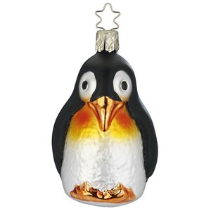 Стеклянная елочная игрушка Императорский пингвин 9 см, подвеска