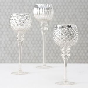 Набор стеклянных подсвечников-бокалов Виндлайт 30-40 см серый, 3 шт Boltze фото 2