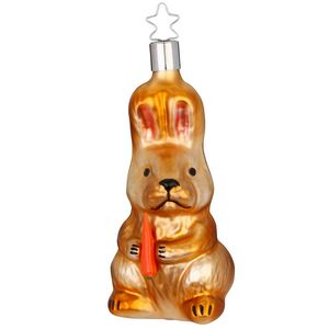 Елочная игрушка Кролик с морковкой 10 см, стекло Inge Glas (Инге Глас) фото 1
