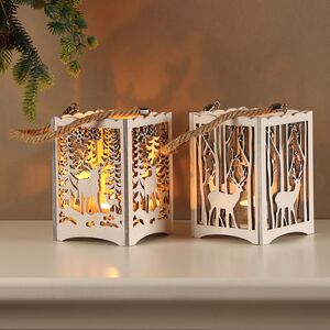 Деревянный подсвечник Лесная Магия - Олень с олененком 14 см Boltze фото 3