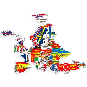 Магнитный пазл Карта Европы, 81 деталь, 69*23 см Геомагнит фото 1