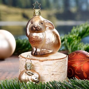 Стеклянная елочная игрушка Заяц 9 см, подвеска