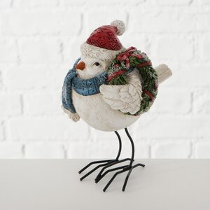 Новогодняя фигурка Птичка Альба в синем шарфе 16 см Boltze фото 1