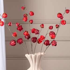 Искусственная ветка Физалис 90 см красный