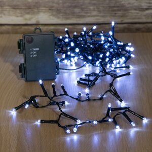 Светодиодная гирлянда на батарейках Luca Snake 7.4 м, 370 холодных белых LED ламп, зеленый ПВХ, IP44 Edelman (Эдельман) фото 2