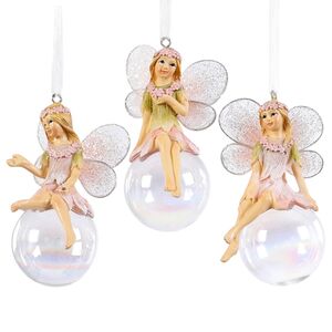 Ёлочная игрушка Фея на волшебном шаре 9 см, подвеска