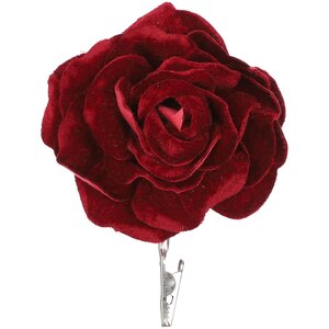 Роза Дейрона Velvet 12 см бордовая, клипса