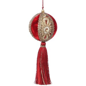Елочный шар с кисточкой Пьяджи 20*8 см красный Noel Collection (Katherine’s Style) фото 1